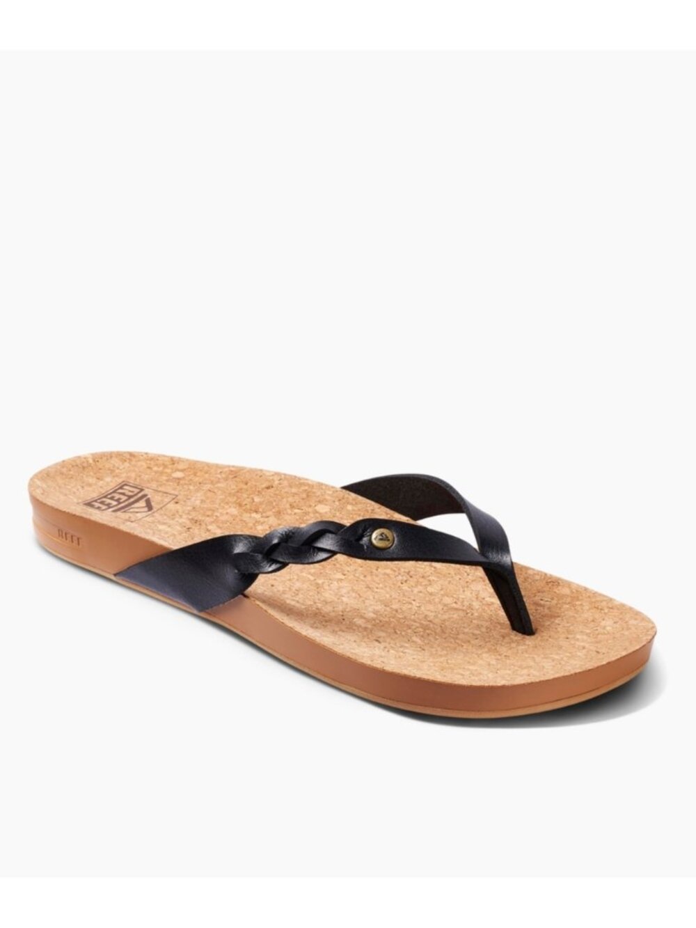 50$ Reef Cushion Court Twist Flip-Flop Thong Sandals Women's Size 10 US Black